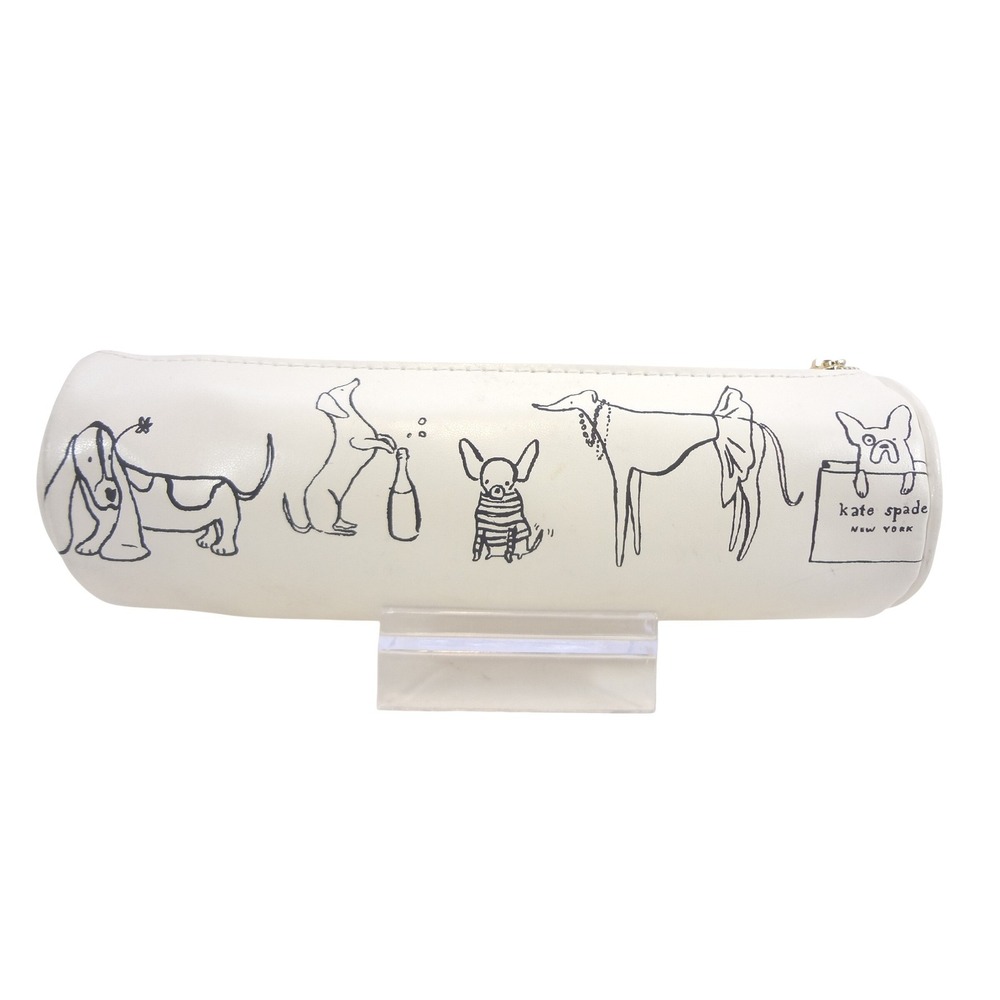Kate Spade White Dog Illustration Zipper Pouch Pencil Case